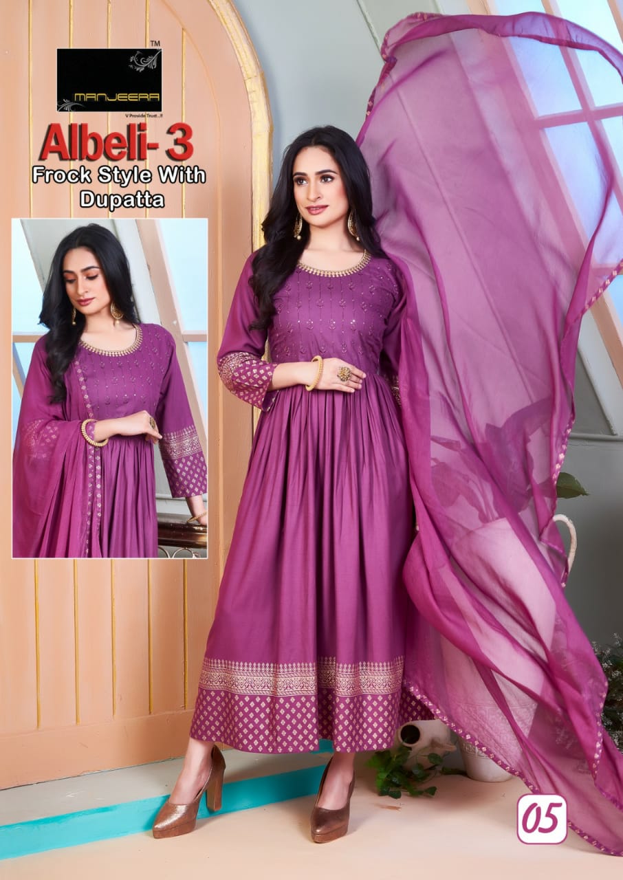 Manjeera Albeli 3 Wholesale Anarkali Kurtis With Dupatta Catalog